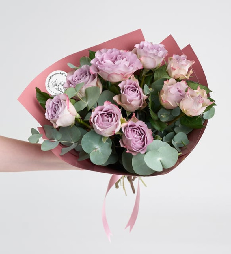 Koyu Somon Bukette 10 Lila Gül